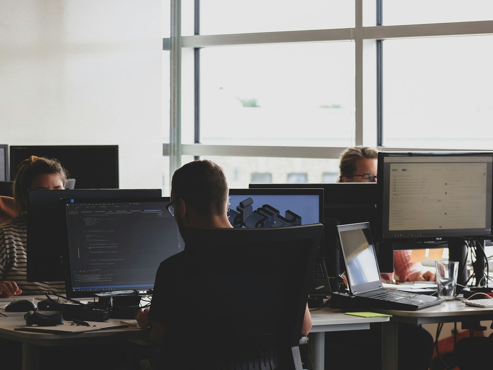 Developer working on code