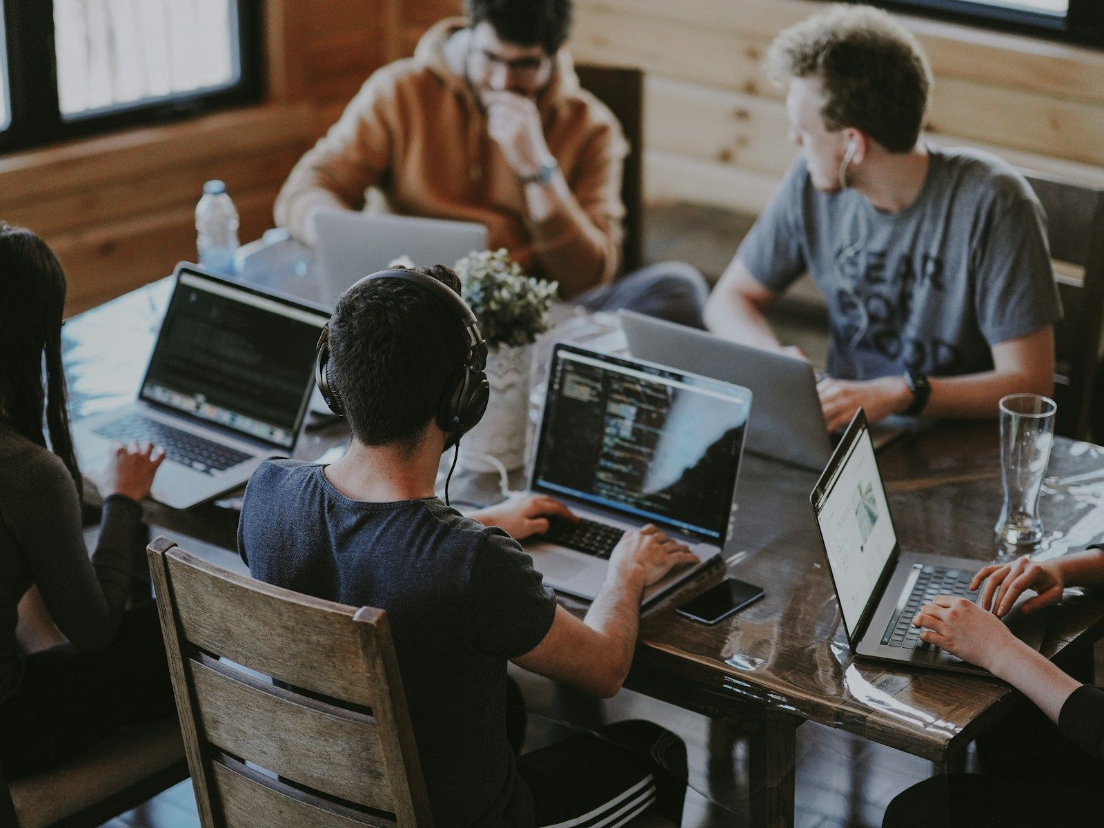 Small team in focused discussion
